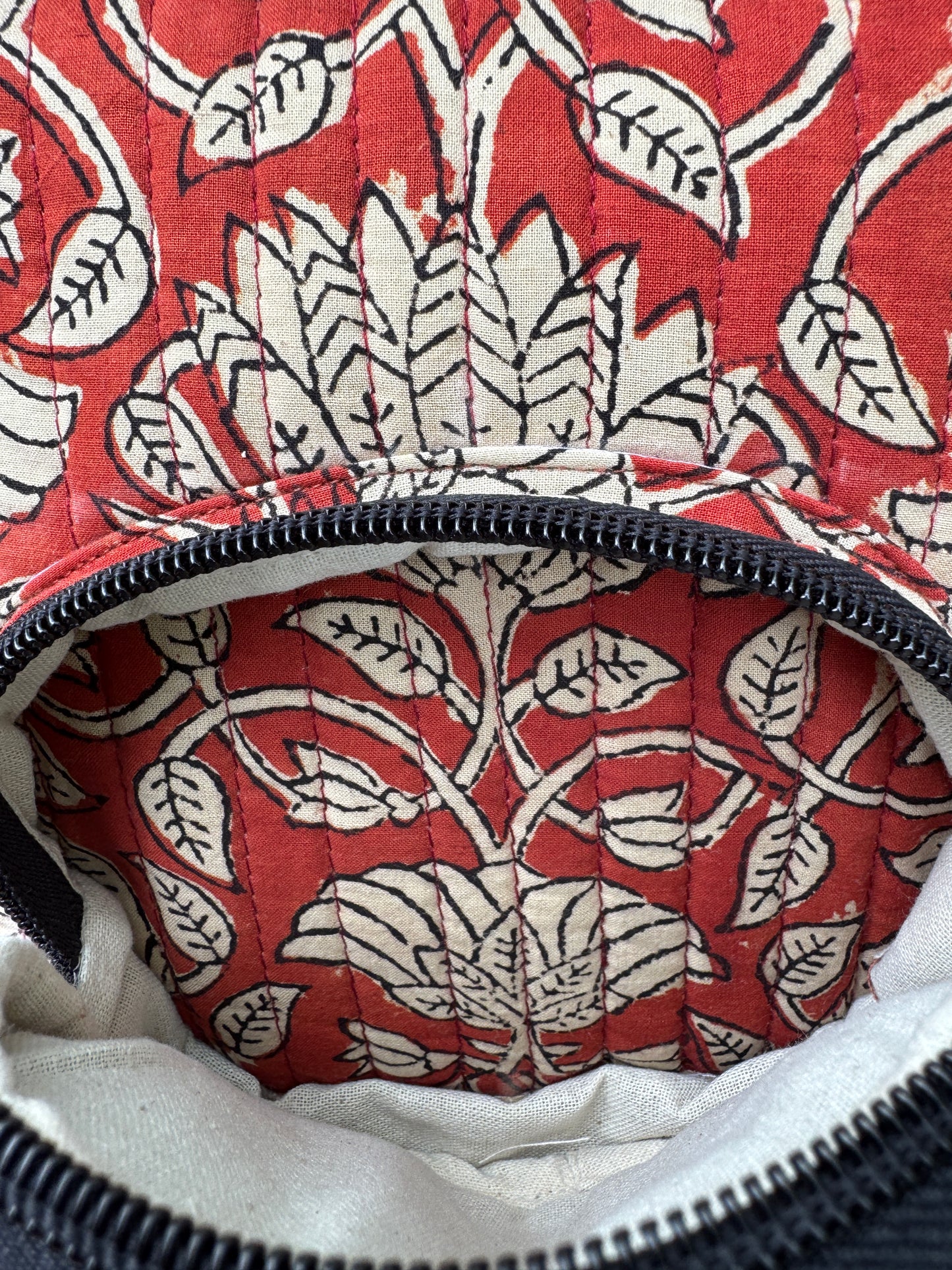 Block printed Mini Backpack (C24A) - Crimson Red
