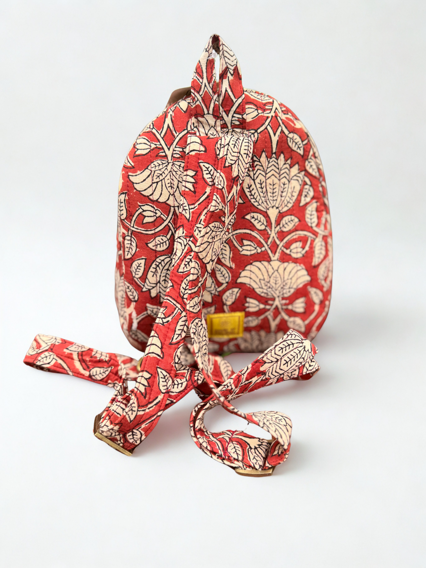 Block printed Mini Backpack (C24A) - Crimson Red