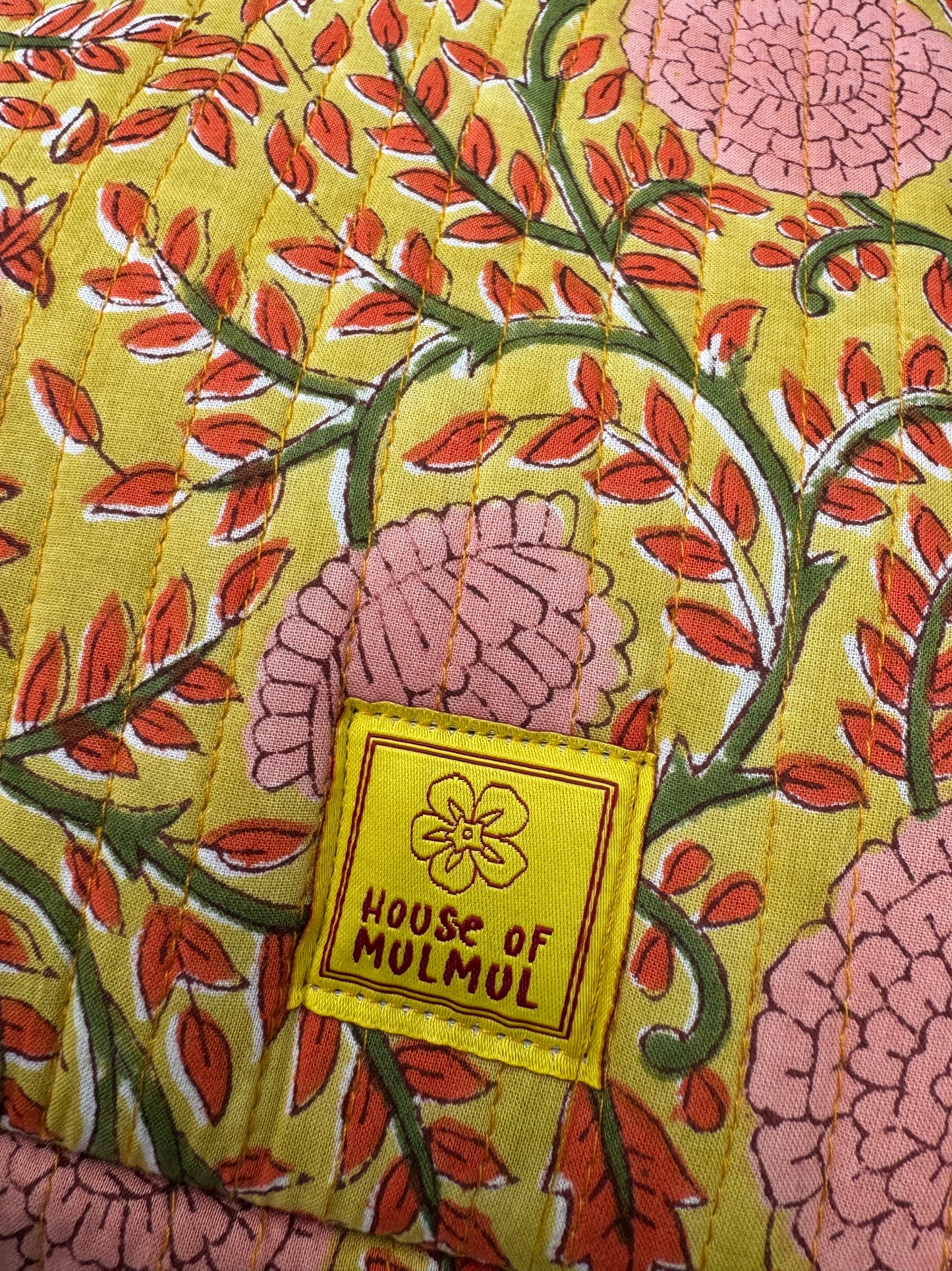 Block printed Backpack (C24B) - Mustard Yellow