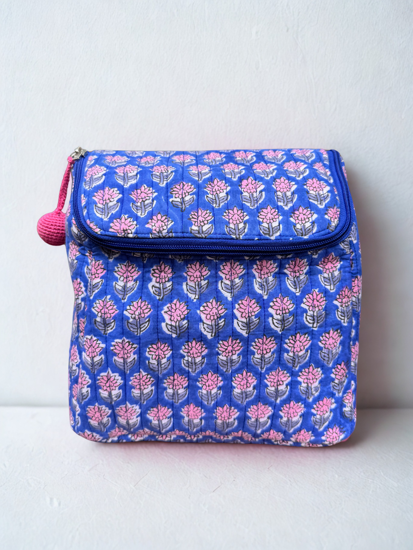 Block printed Backpack (C24B) - Violet Pink