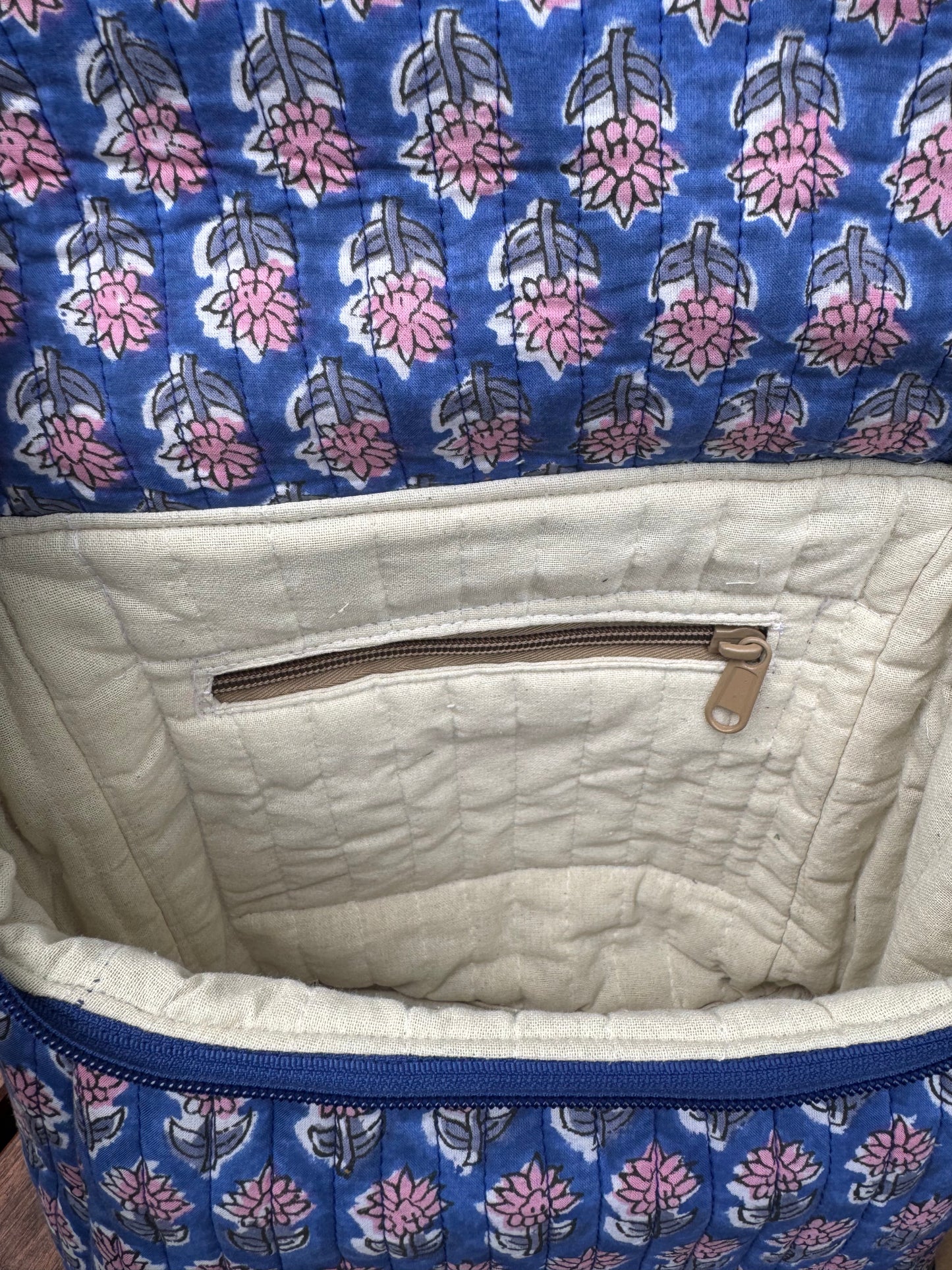 Block printed Backpack (C24B) - Violet Pink