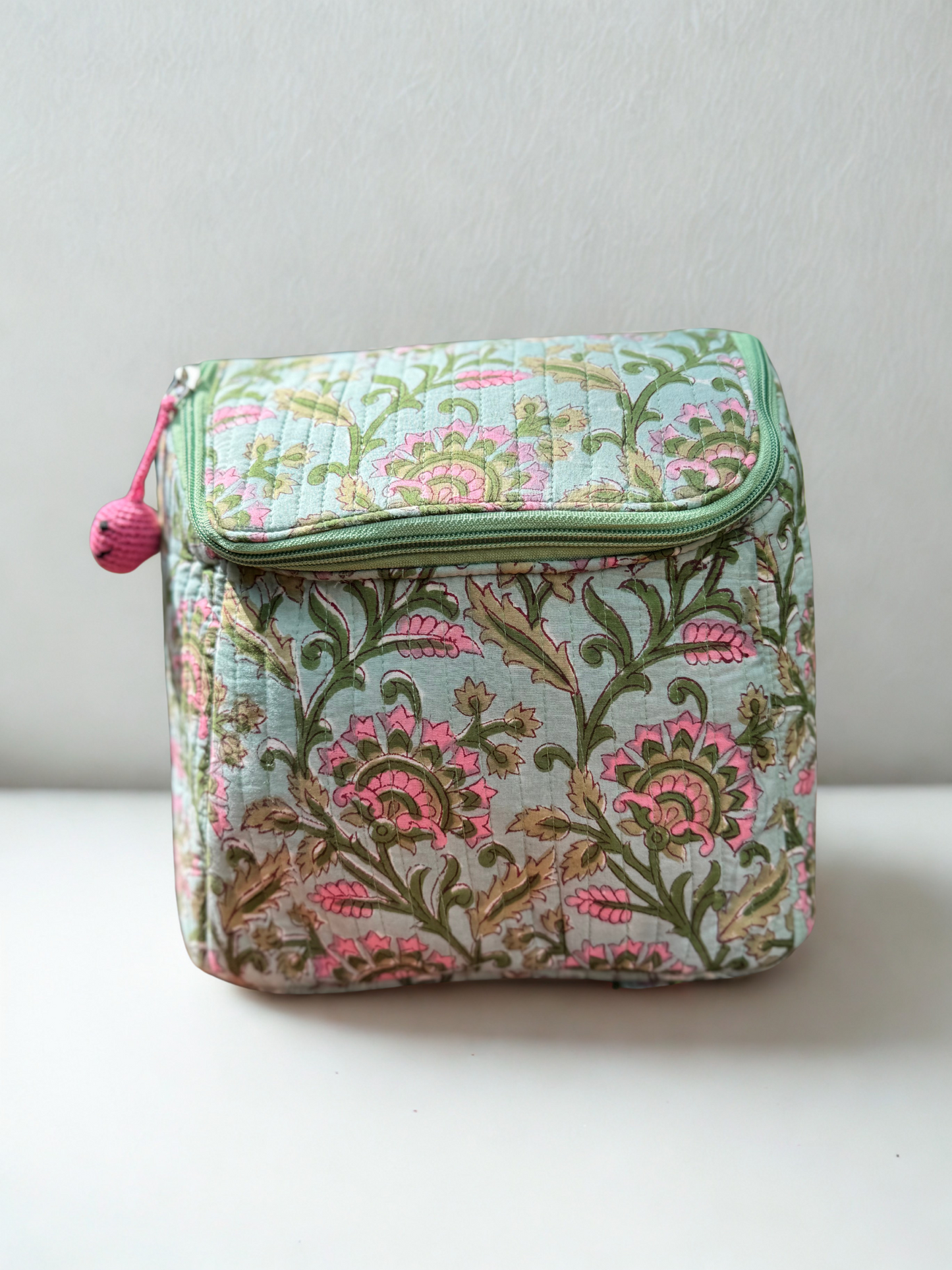 Block printed Backpack (C24B) - Green Vine