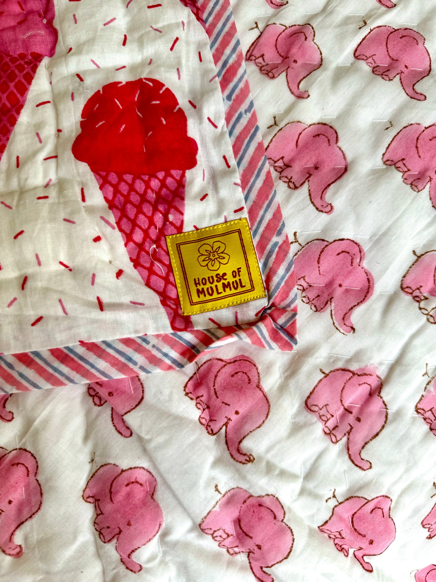 Appu the Elephant loves Ice Cream Reversible Kids Quilt (42"x60")