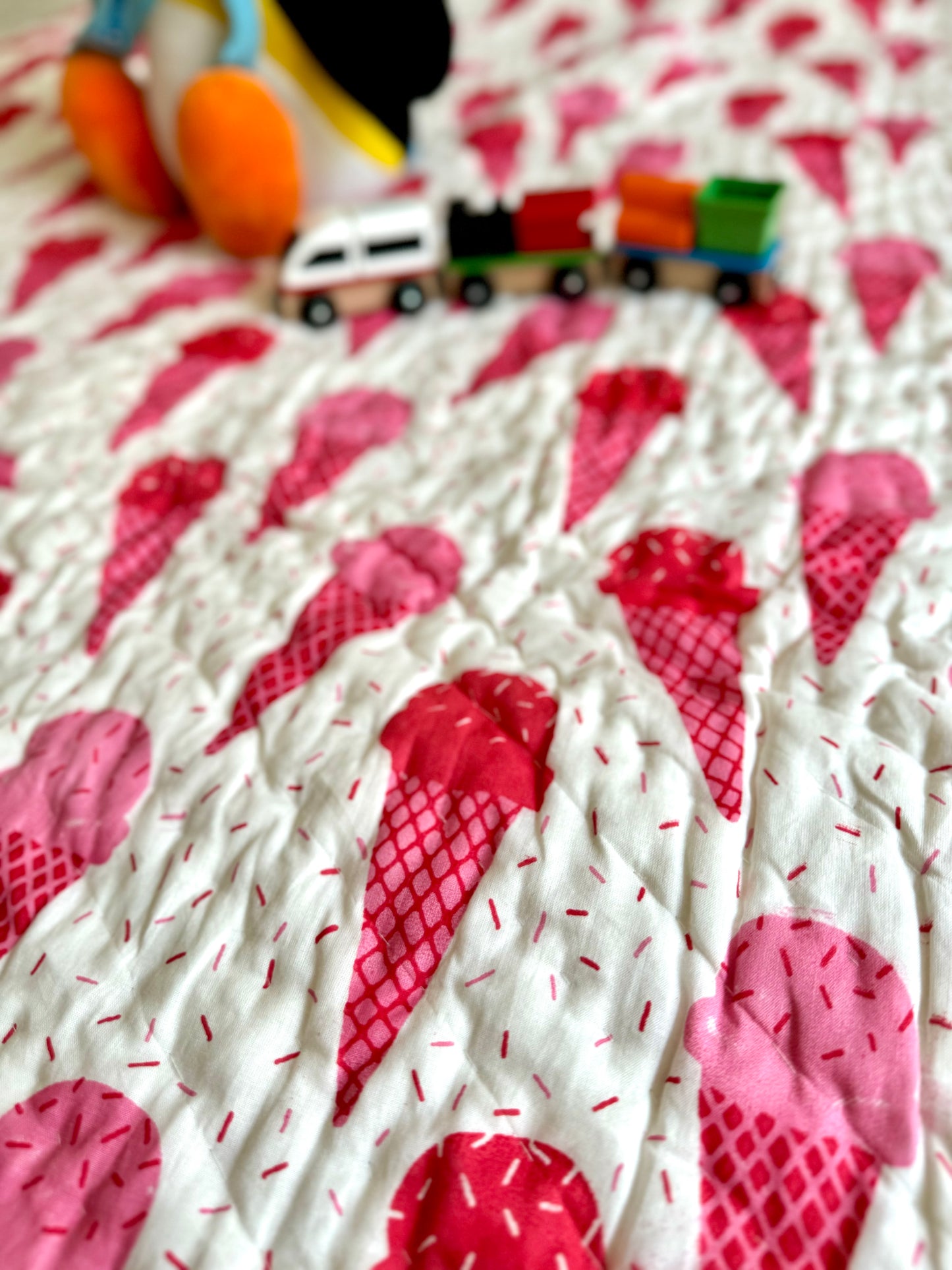 Appu the Elephant loves Ice Cream Reversible Kids Quilt (42"x60")