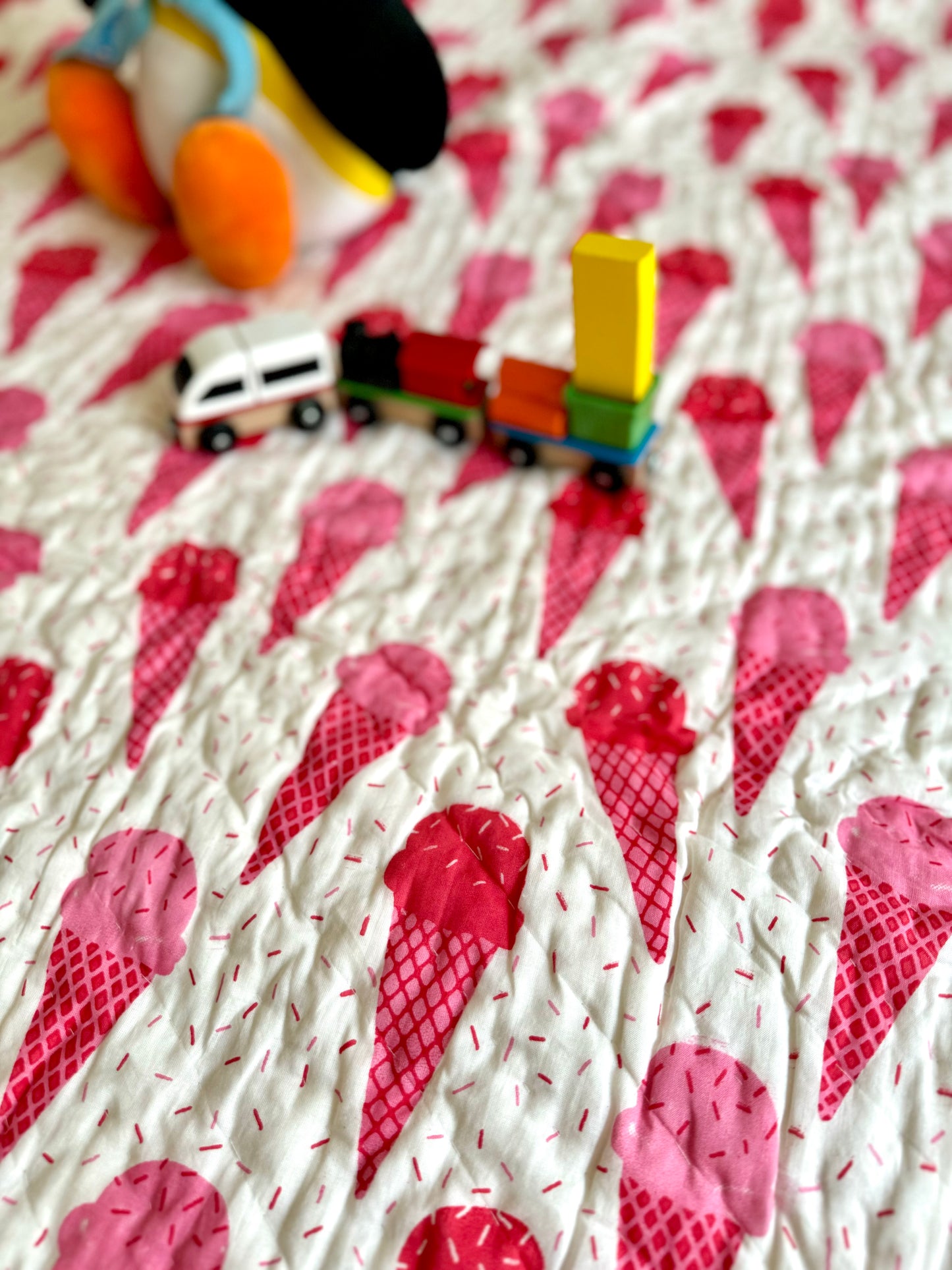 Appu the Elephant loves Ice Cream Reversible Kids Quilt (42"x60")