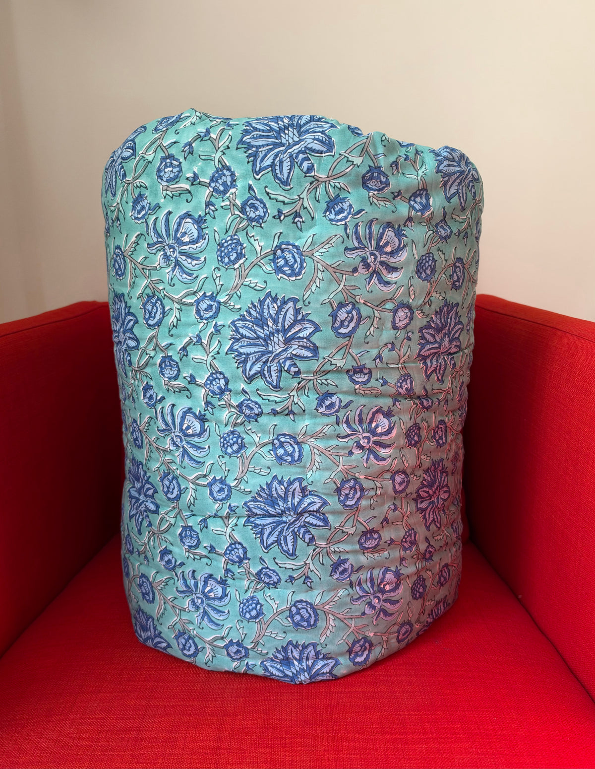 The Oasis - Blockprinted Reversible All Season Cotton King Quilt - Blue Green Beige