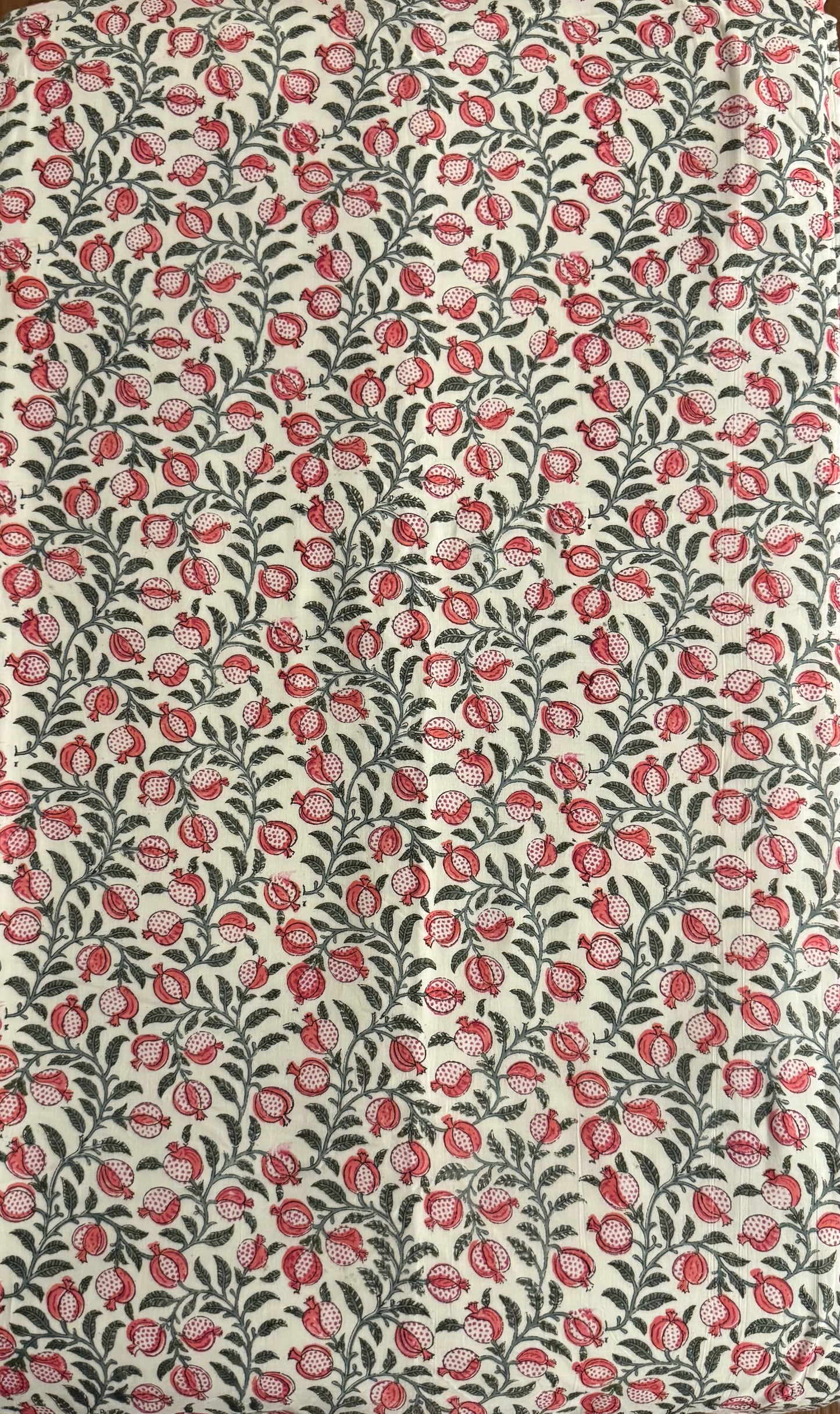 Pomegranate Tree Handblock printed Reversible Queen Cotton Coverlet (Dohar) Blanket