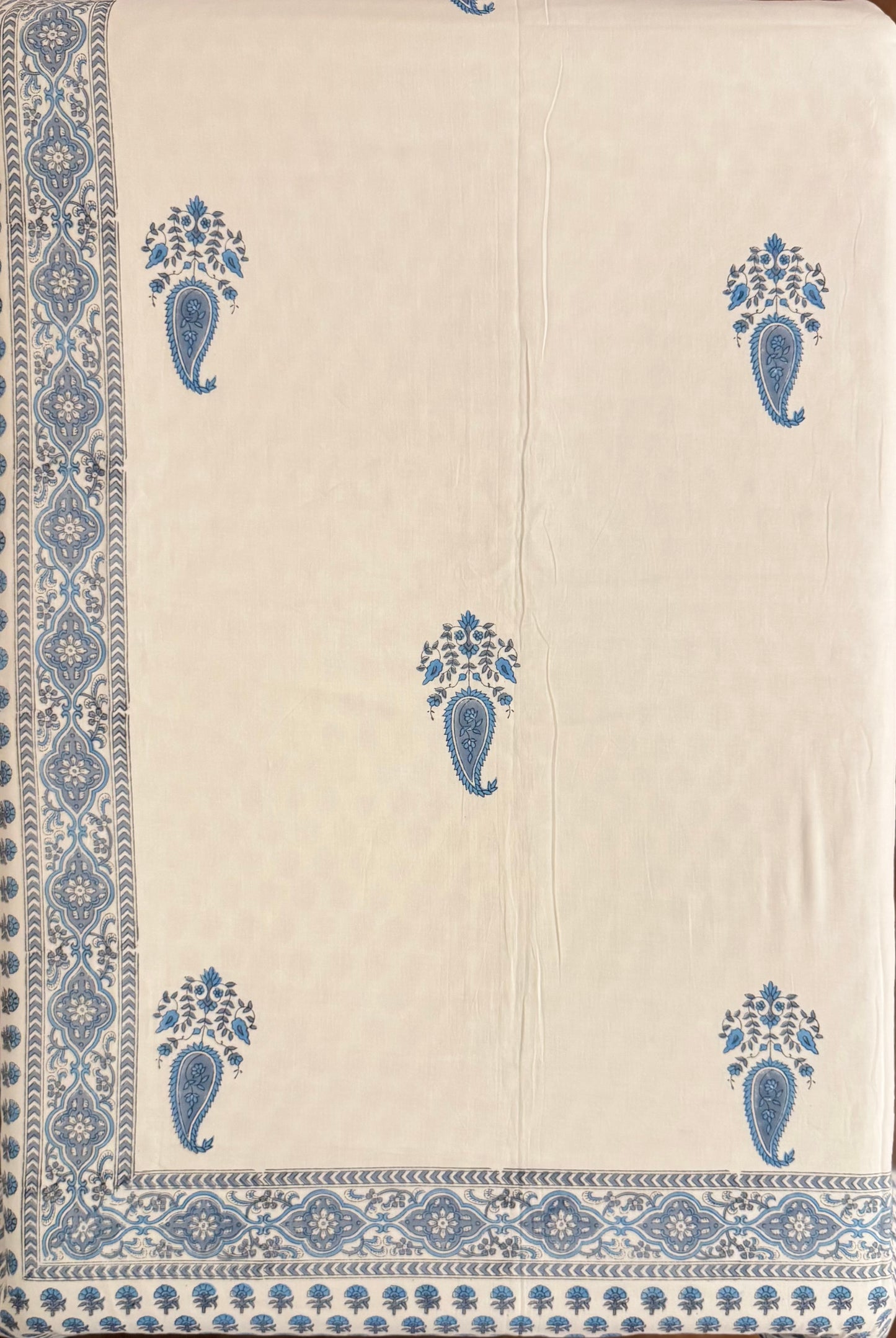 Peacock Garden Handblock printed Reversible Queen Cotton Coverlet (Dohar) Blanket