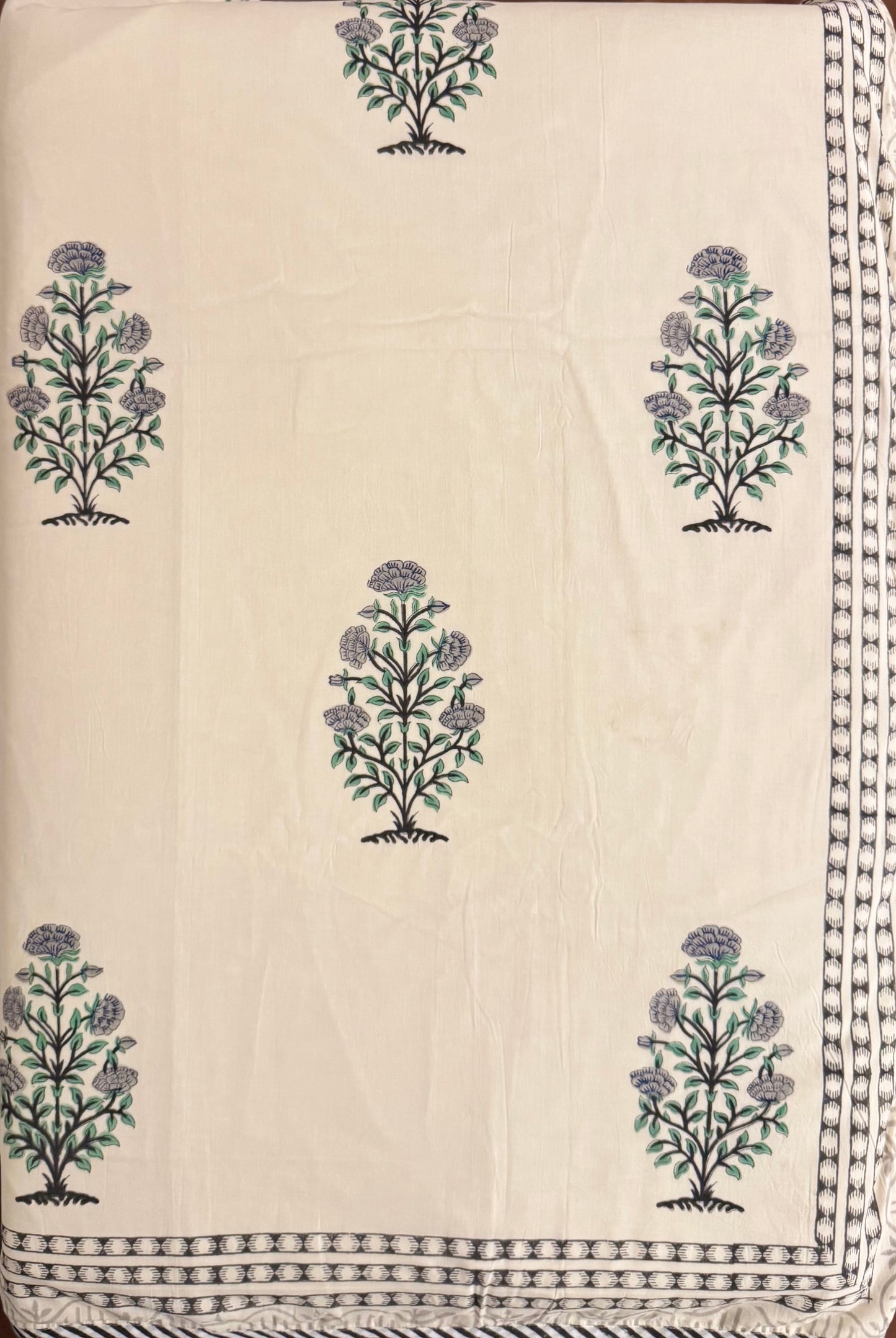 Raat ki Rani Handblock printed Reversible Queen Cotton Coverlet (Dohar) Blanket