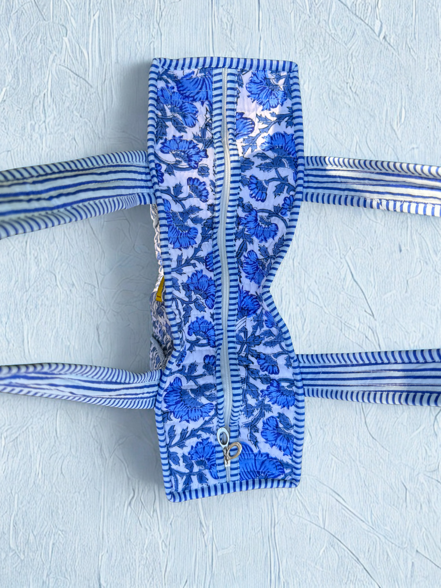 Handblock Printed Cotton Tote Bag (Blue)