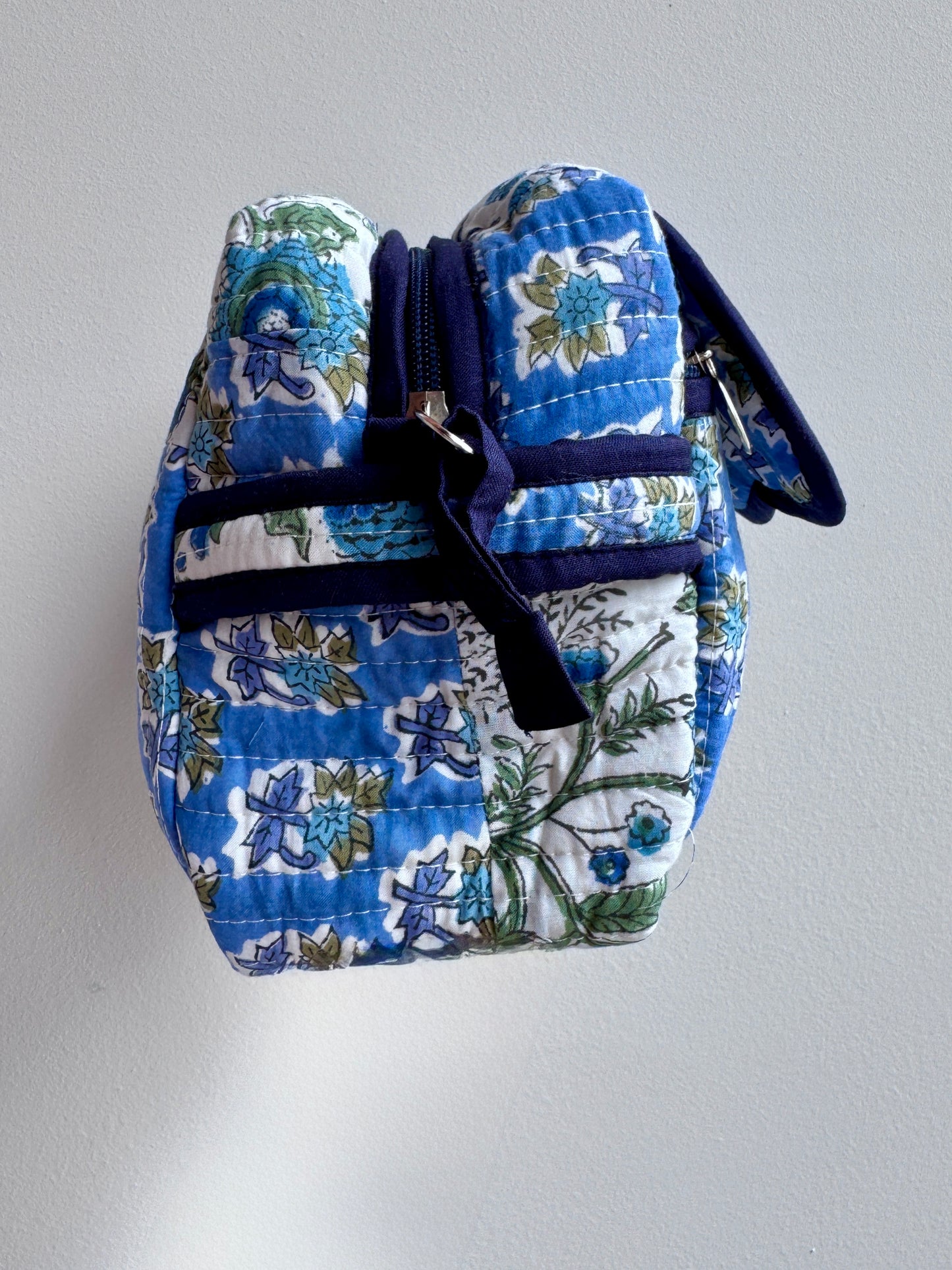 Block print Travel Makeup Pouch (Patchwork - Single Large) #C25A