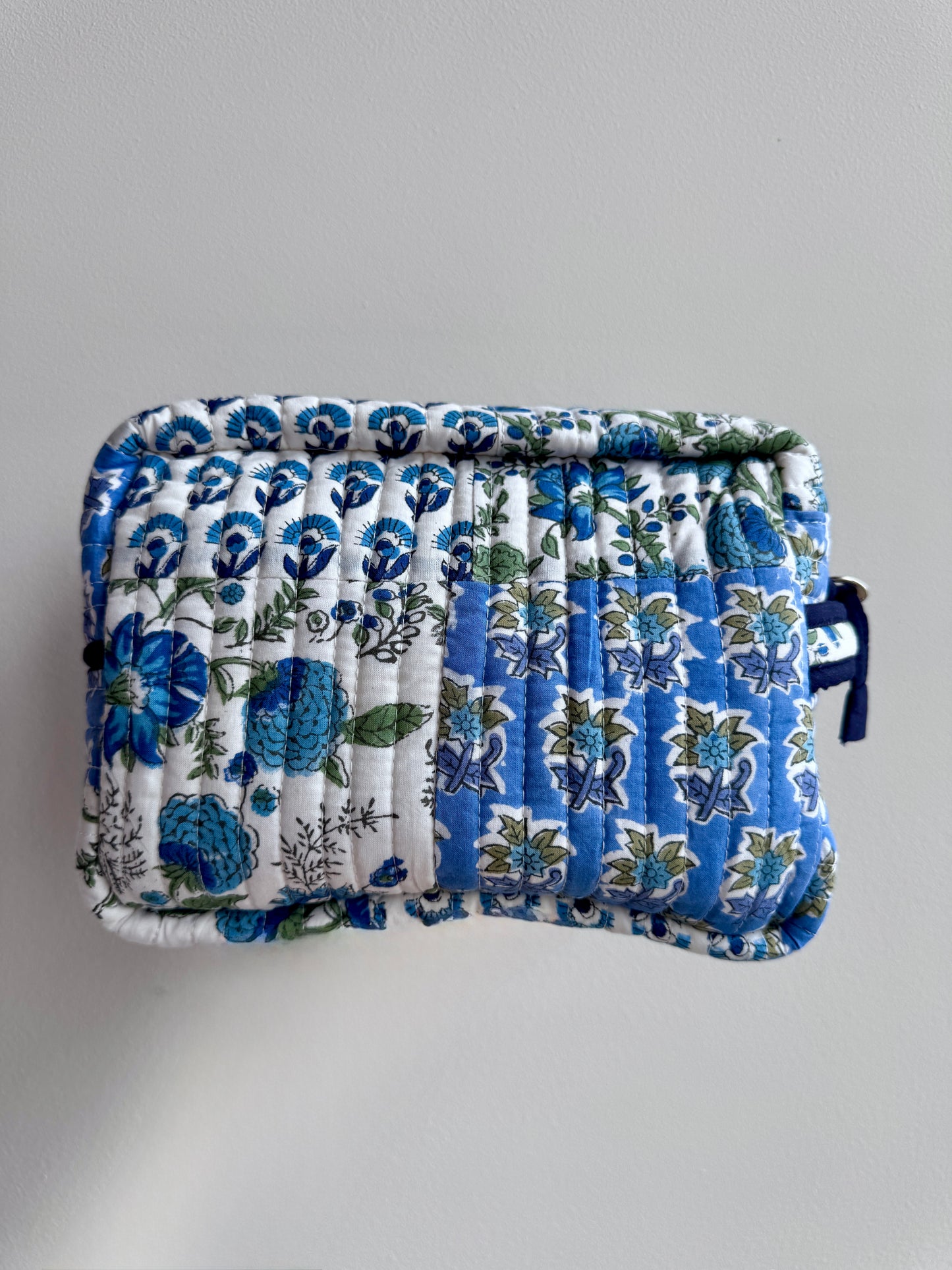 Block print Travel Makeup Pouch (Patchwork - Single Large) #C25A