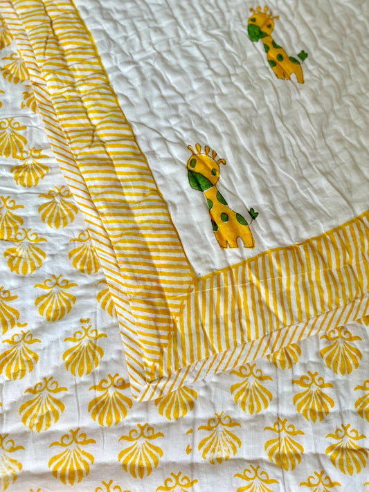 House of Mulmul - Blockprinted Kids Cotton Quilts with reversible design.