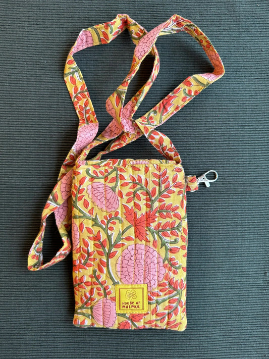 House of Mulmul - Blockprinted Crossbody Mobile Sling Bag