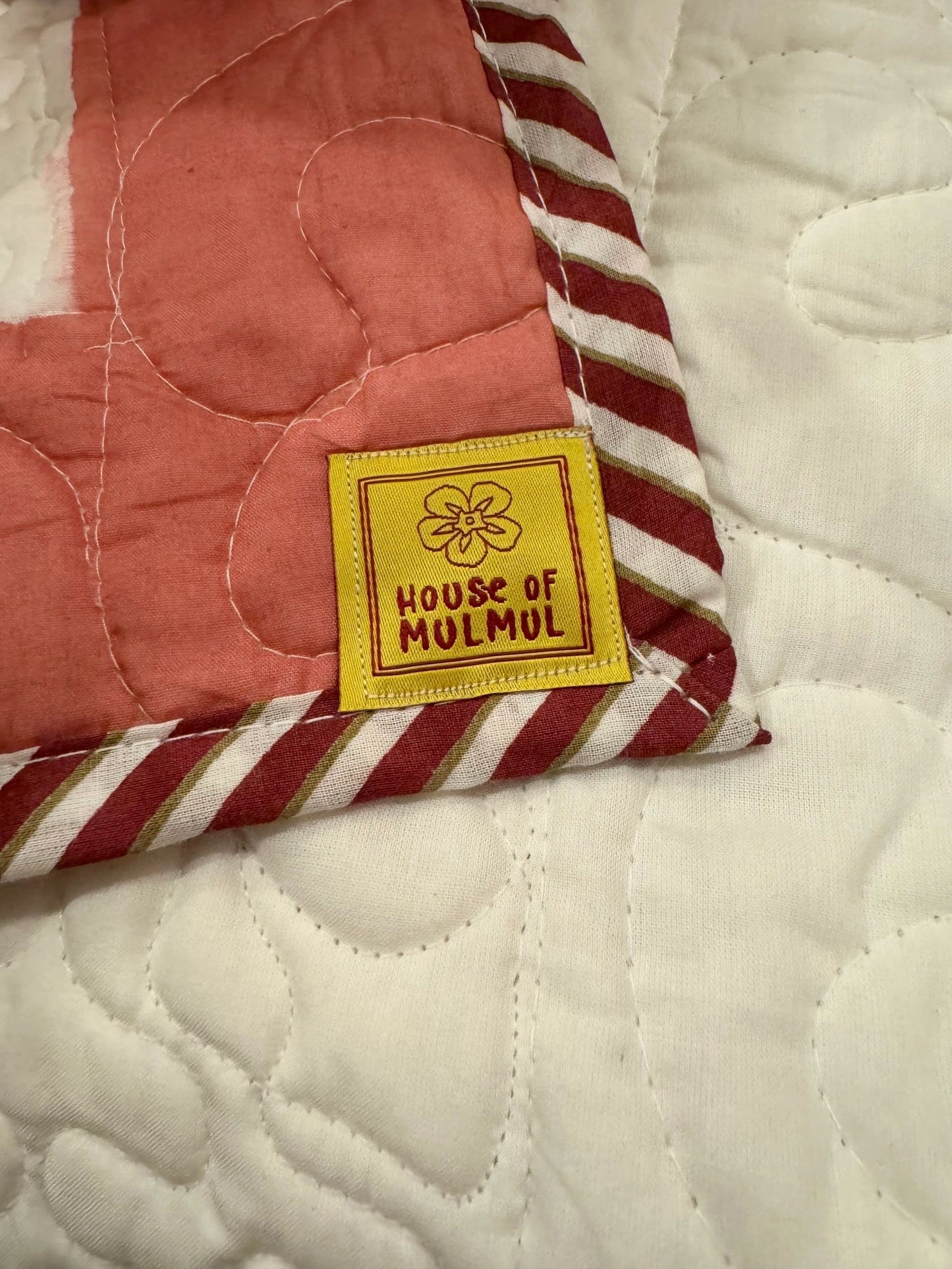 House of Mulmul - Blockprinted Cotton Bedcover Reversible Muslin.