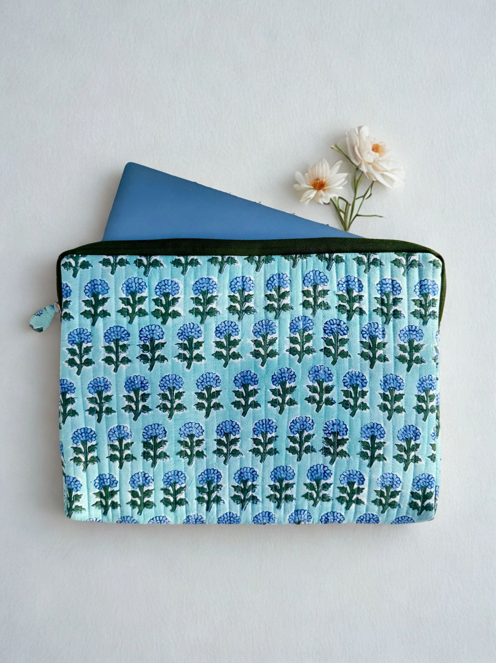House of Mulmul - Blockprinted Cotton Quilted Laptop Sleeve and MacBook cover