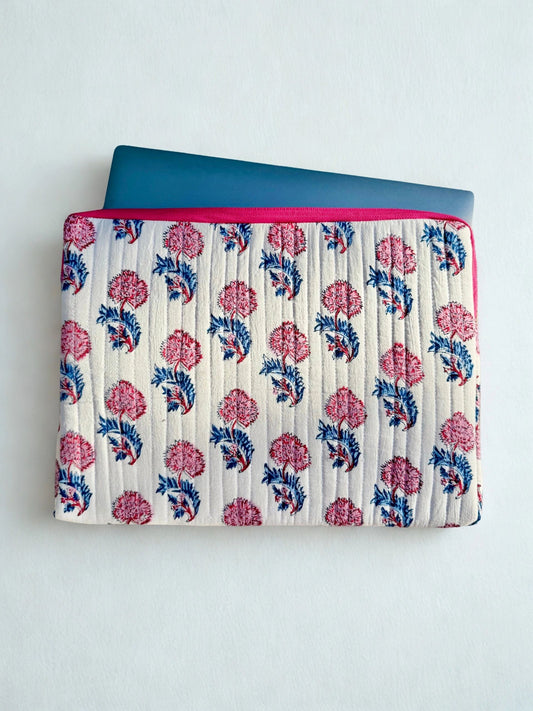 House of Mulmul - Blockprinted Cotton Quilted Laptop Sleeve and MacBook cover