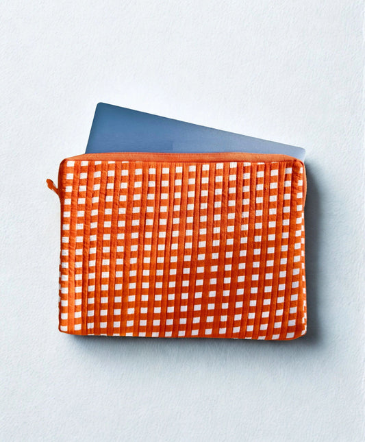 House of Mulmul - Blockprinted Cotton Quilted Laptop Sleeve and MacBook cover