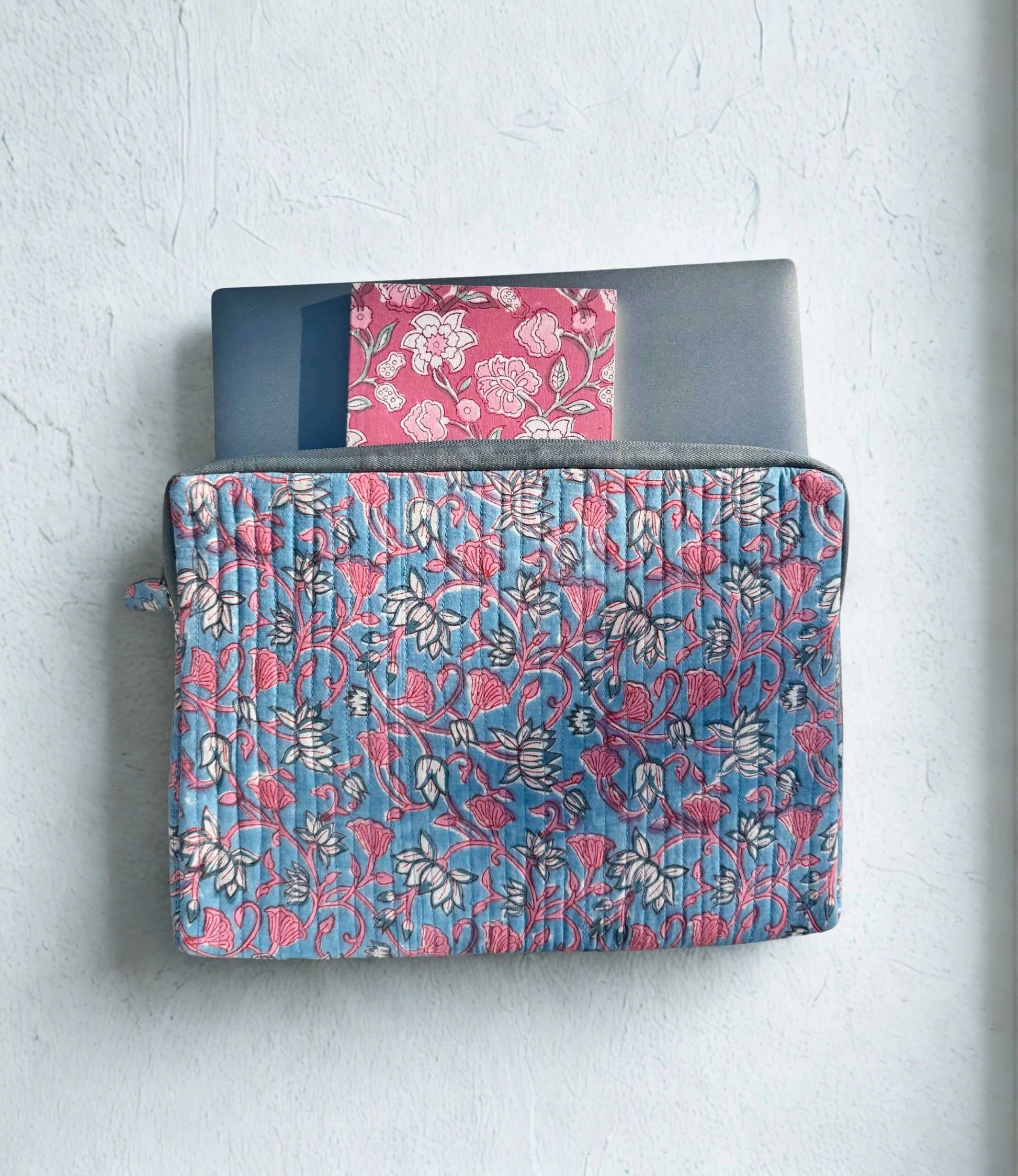 House of Mulmul - Blockprinted Cotton Quilted Laptop Sleeve and MacBook cover