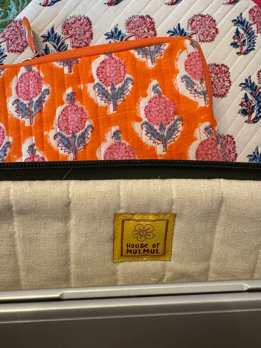 House of Mulmul - Blockprinted Cotton Quilted Laptop Sleeve and MacBook cover