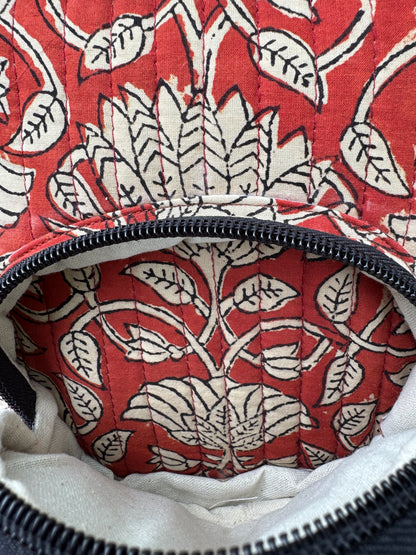 Block printed Mini Backpack (C24A) - Crimson Red