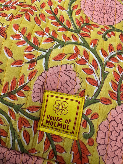 Block printed Backpack (C24B) - Mustard Yellow