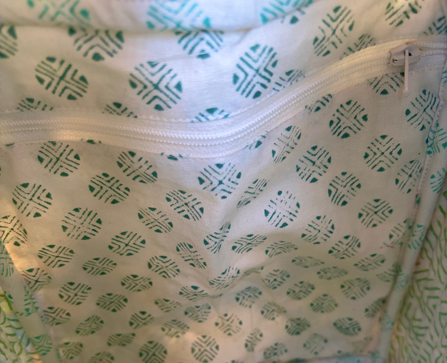House of Mulmul - Blockprinted Cotton Duffle Bag Weekender Bag. Inside pocket with zipper.