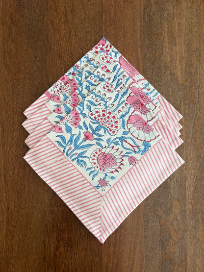Blockprinted Cotton Napkins (Sanganer Rose)