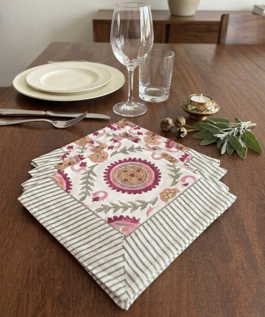 Blockprinted Cotton Napkins (Samarkand Paisley)