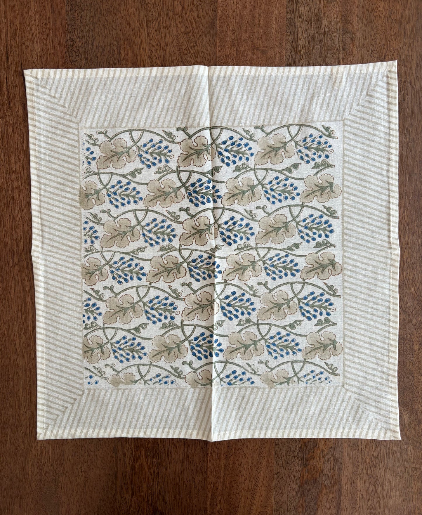 Blockprinted Cotton Napkins (Earth & Indigo)