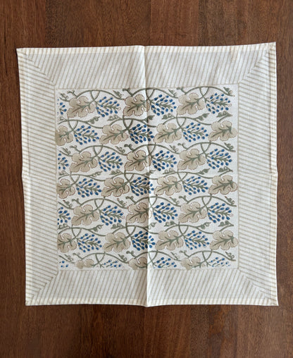 Blockprinted Cotton Napkins (Earth & Indigo)