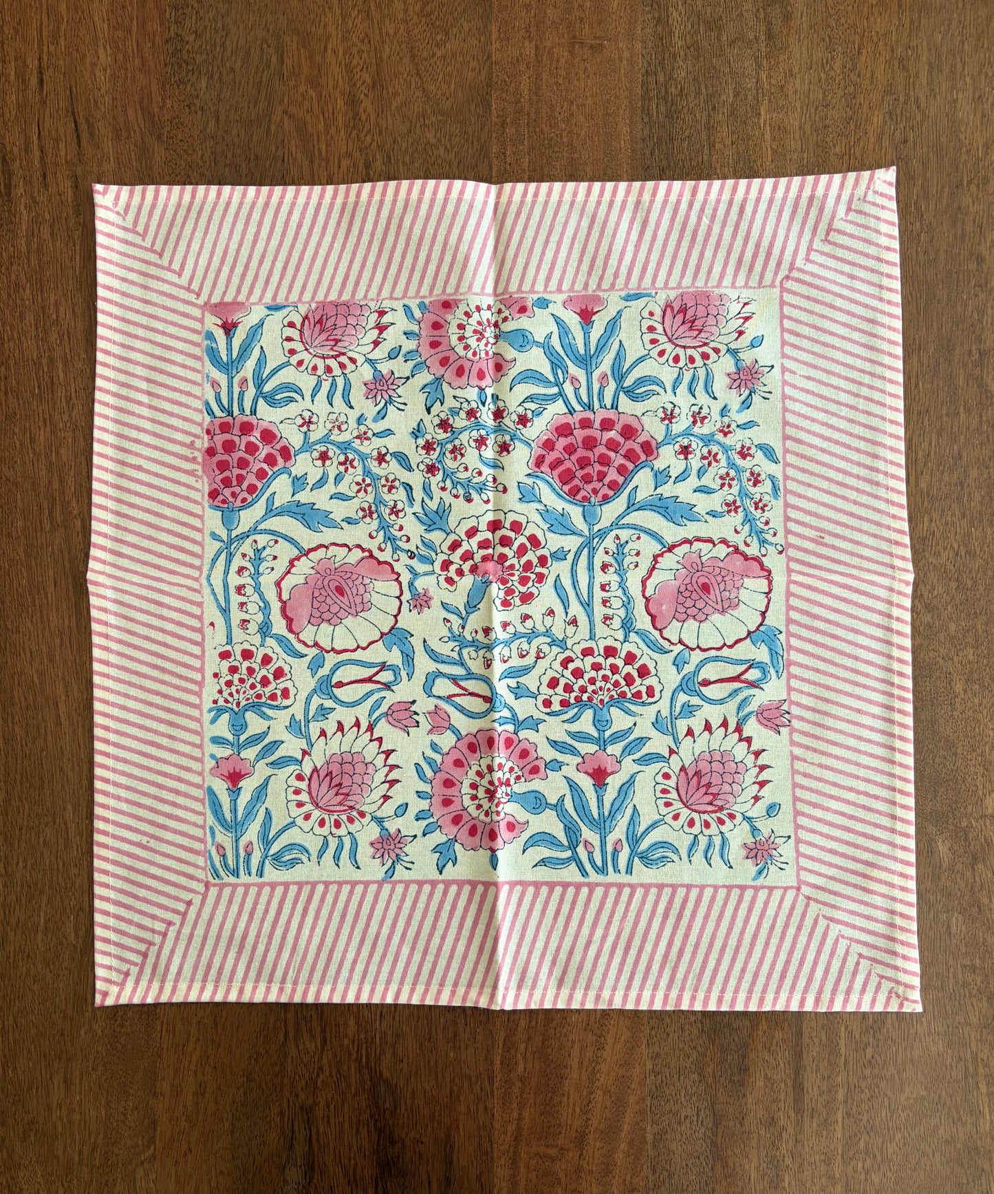 Blockprinted Cotton Napkins (Sanganer Rose)