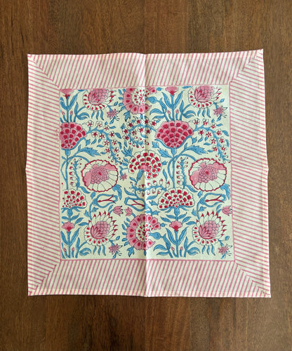 Blockprinted Cotton Napkins (Sanganer Rose)
