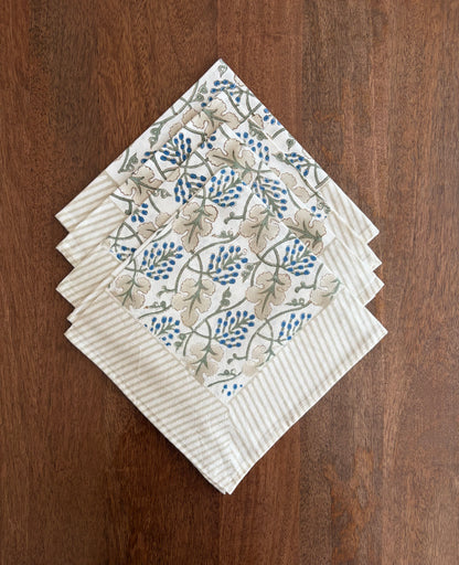 Blockprinted Cotton Napkins (Earth & Indigo)