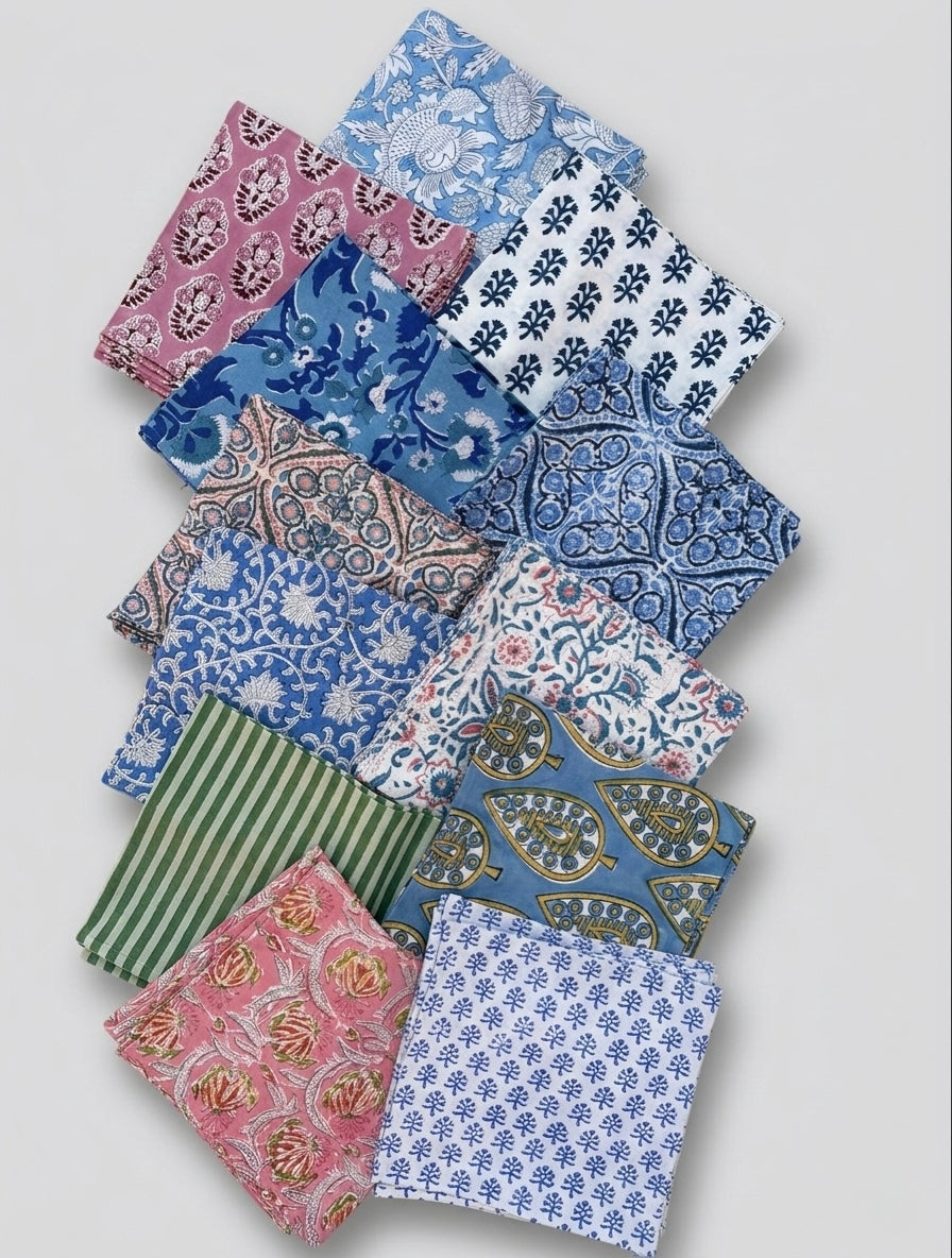 House of Mulmul - Blockprinted Cotton Table Napkins. Collection of patterned table napkins