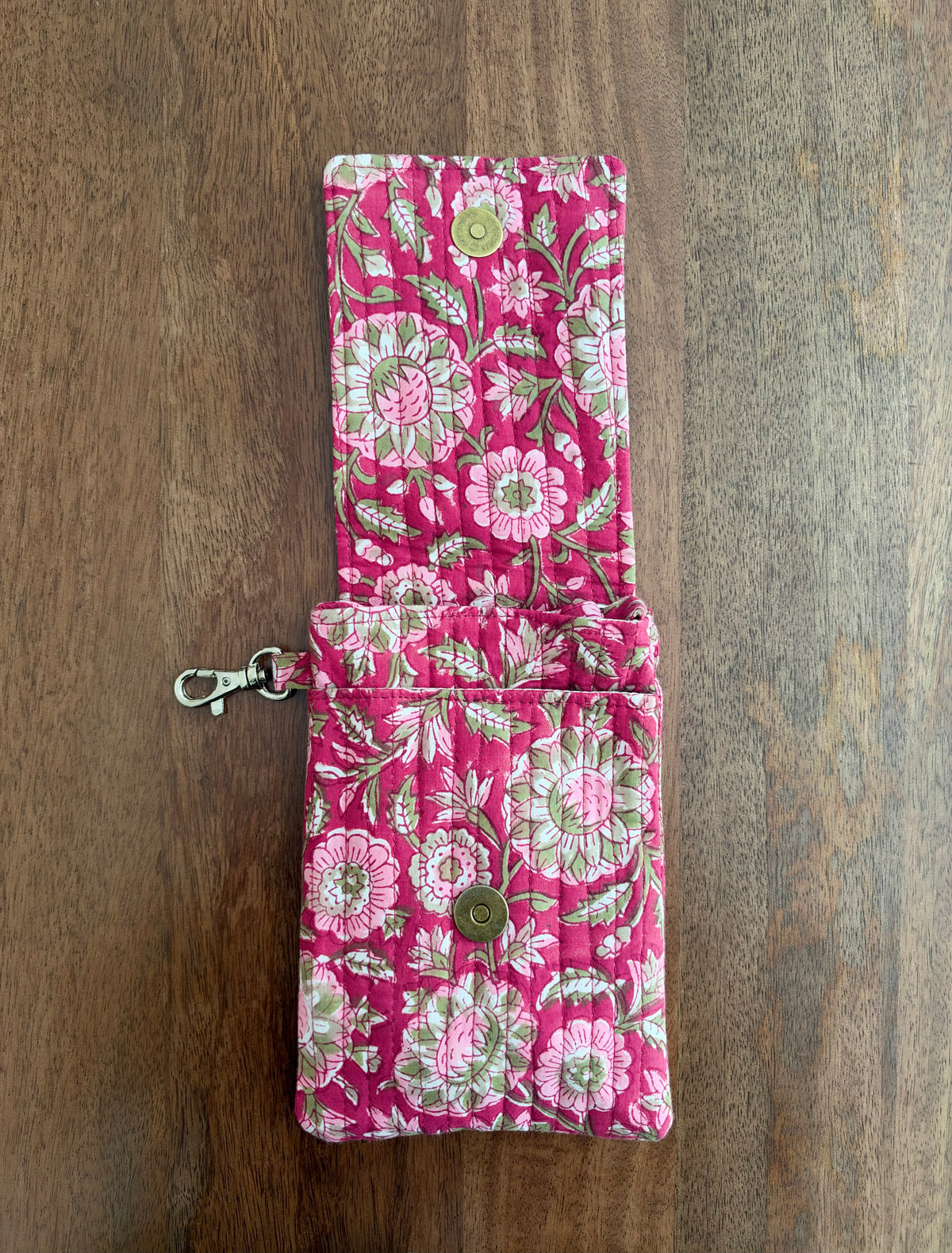 Ruby Blossom - Block Printed Cotton Mobile Sling Bag
