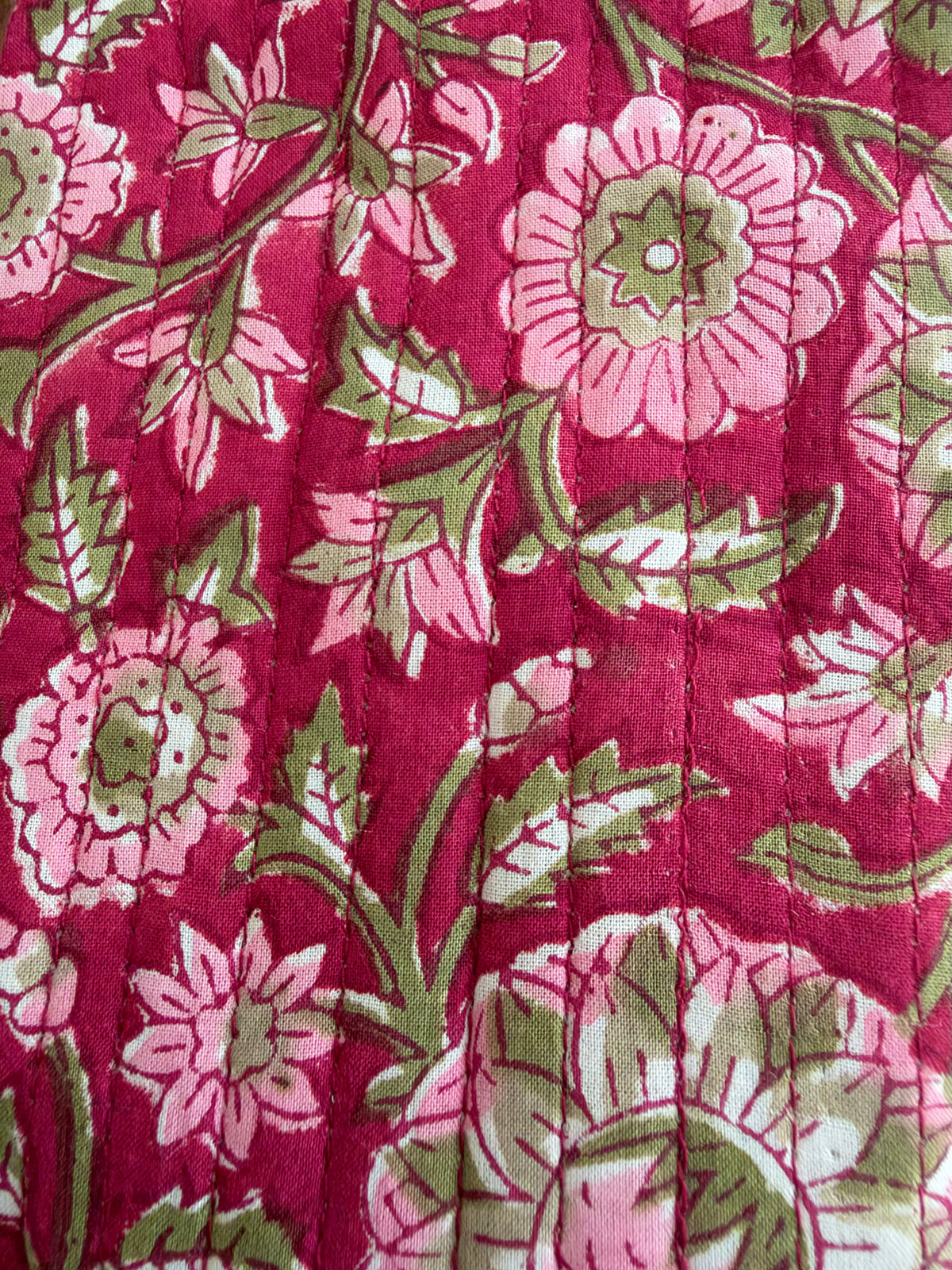 Ruby Blossom - Block Printed Cotton Mobile Sling Bag