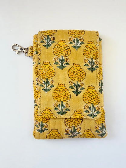 Sunburst - Block Printed Cotton Mobile Sling Bag