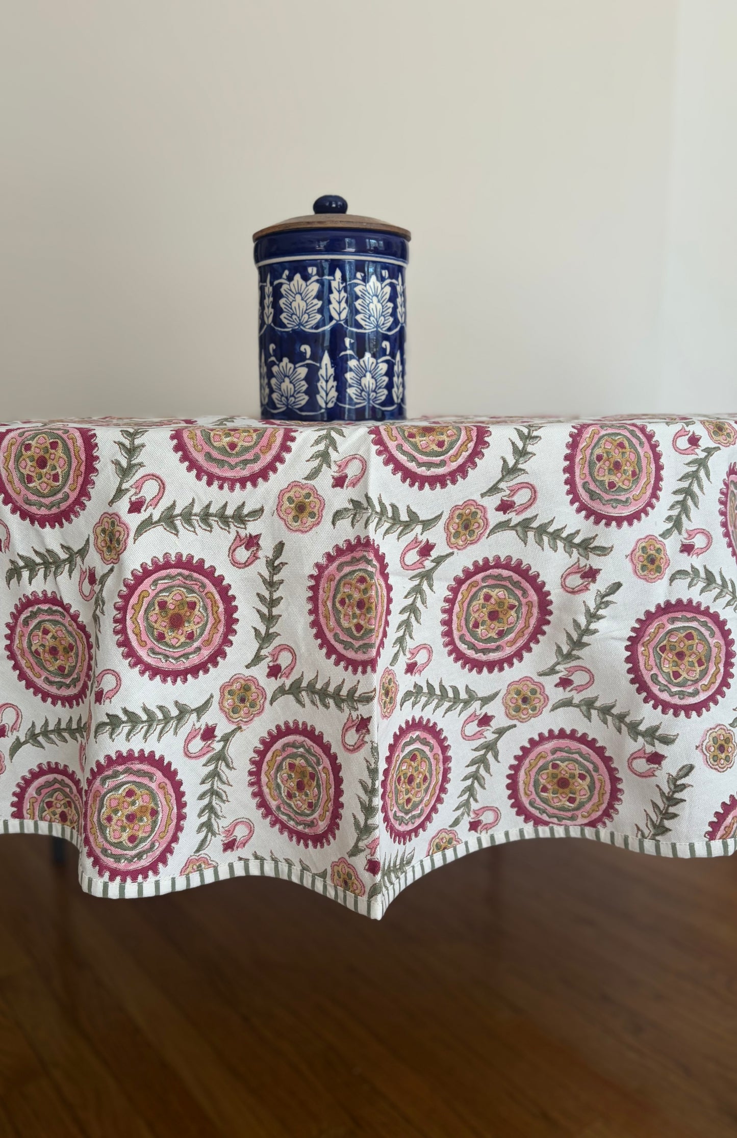 Block Print Cotton Table Cloth - Rectangular (Samarkand Paisley)