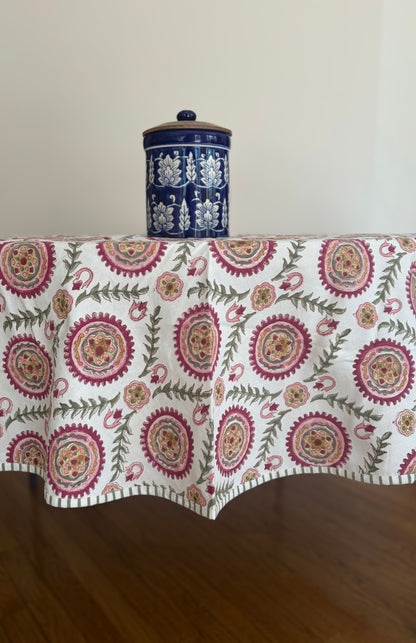 Block Print Cotton Table Cloth - Rectangular (Samarkand Paisley)