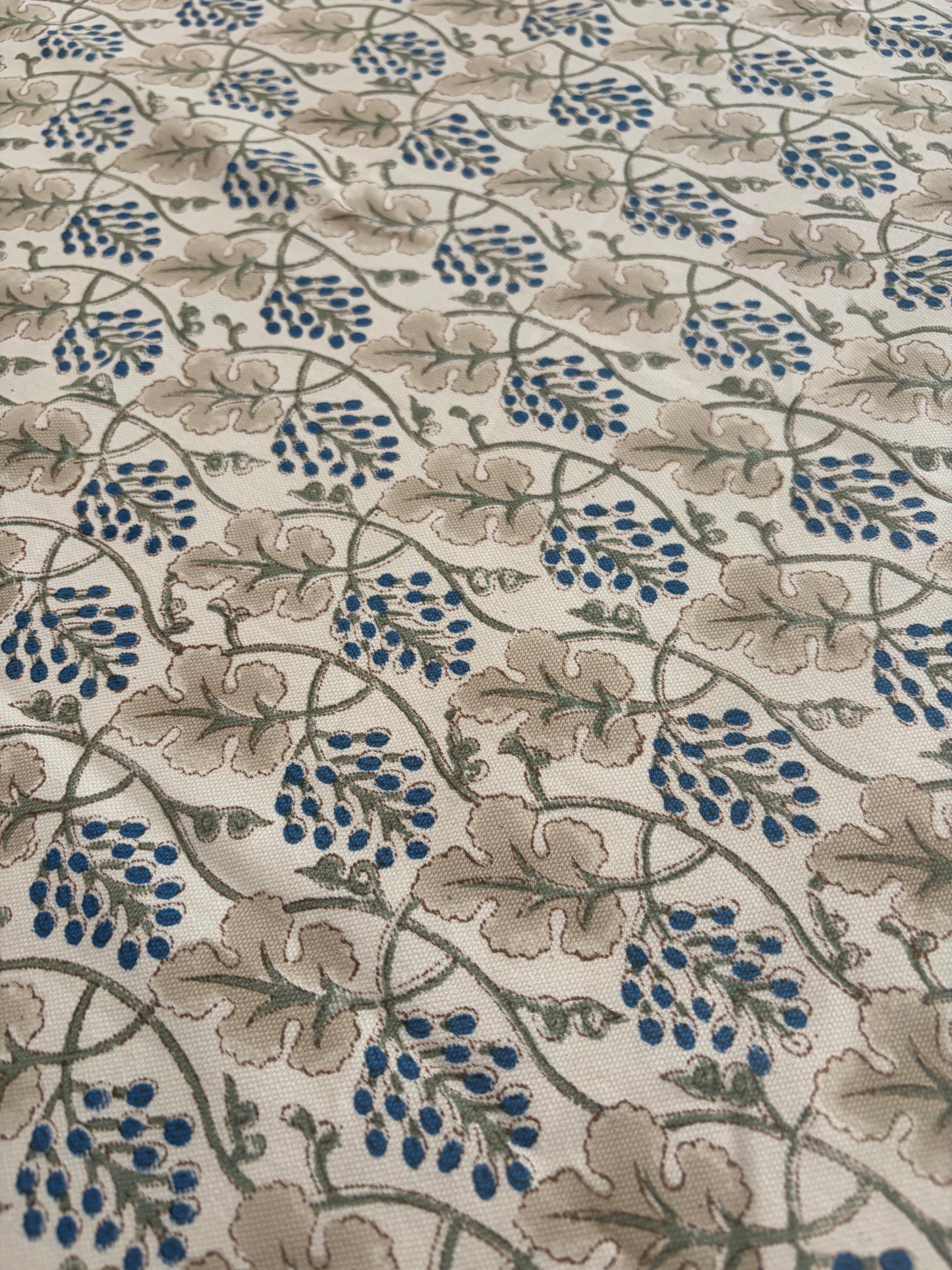 Earth & Indigo Block Print Cotton Tablecloth collection - Blue White Beige - Multiple Sizes