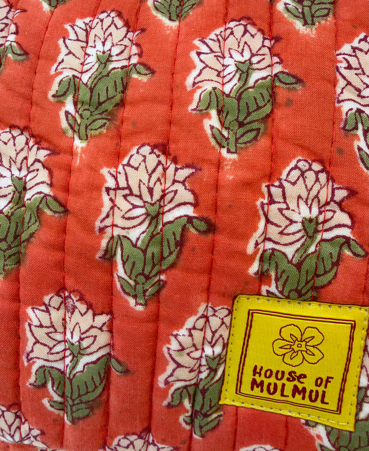 Saffron Harvest - Cotton Quilted Blockprinted Travel, Makeup, Utility Pouches (Set of 2)
