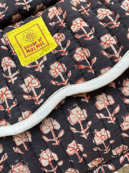 Block print Travel Makeup Bag (Single - C25B) - Black