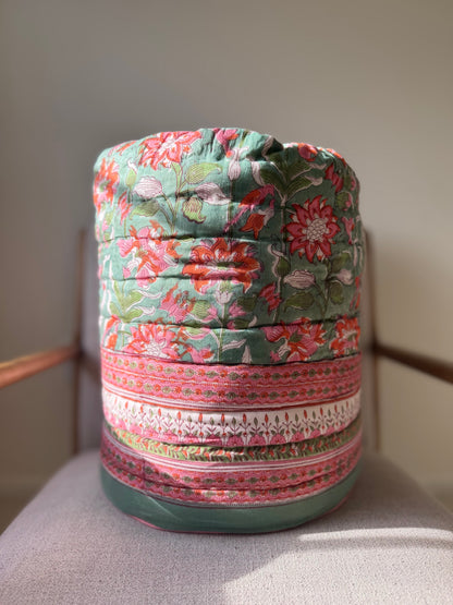 Anjum Sage and Beige Reversible All Season Quilt (Handblock printed)