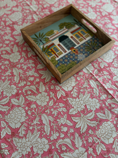 Block Print Cotton Table Cloth - Rectangular (Rani Bagh)