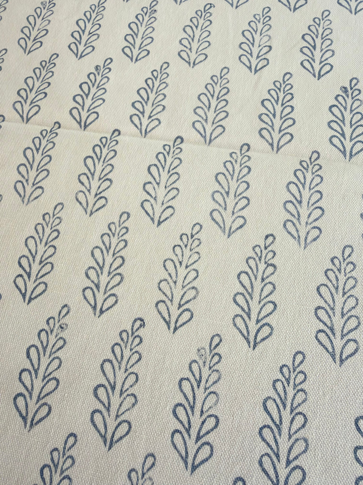 Aspen Leaf Block Print Cotton Tablecloth - Blue White - 6 Seater - 60x90 inches