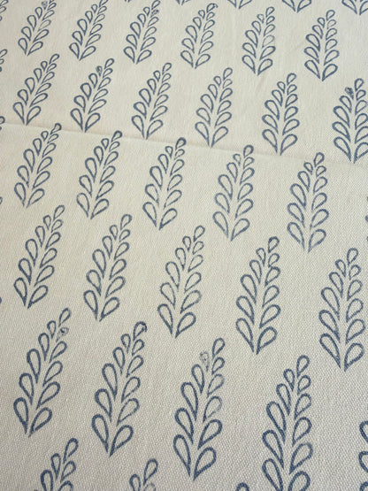 Aspen Leaf Block Print Cotton Tablecloth - Blue White - 6 Seater - 60x90 inches