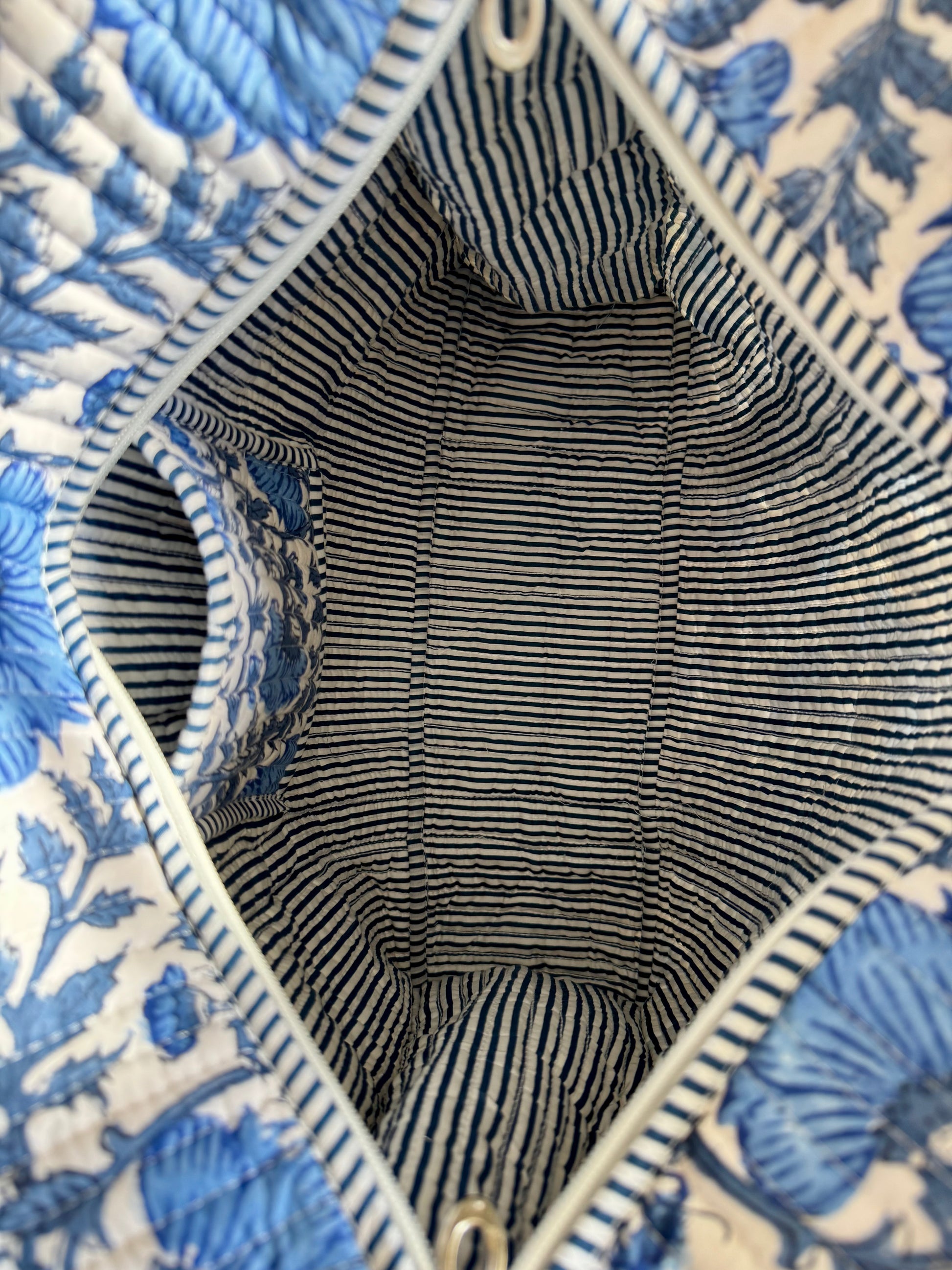 House of Mulmul - Blockprinted Cotton Tote Bag, Travel Bag. 