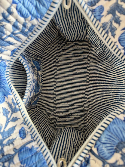 House of Mulmul - Blockprinted Cotton Tote Bag, Travel Bag. 