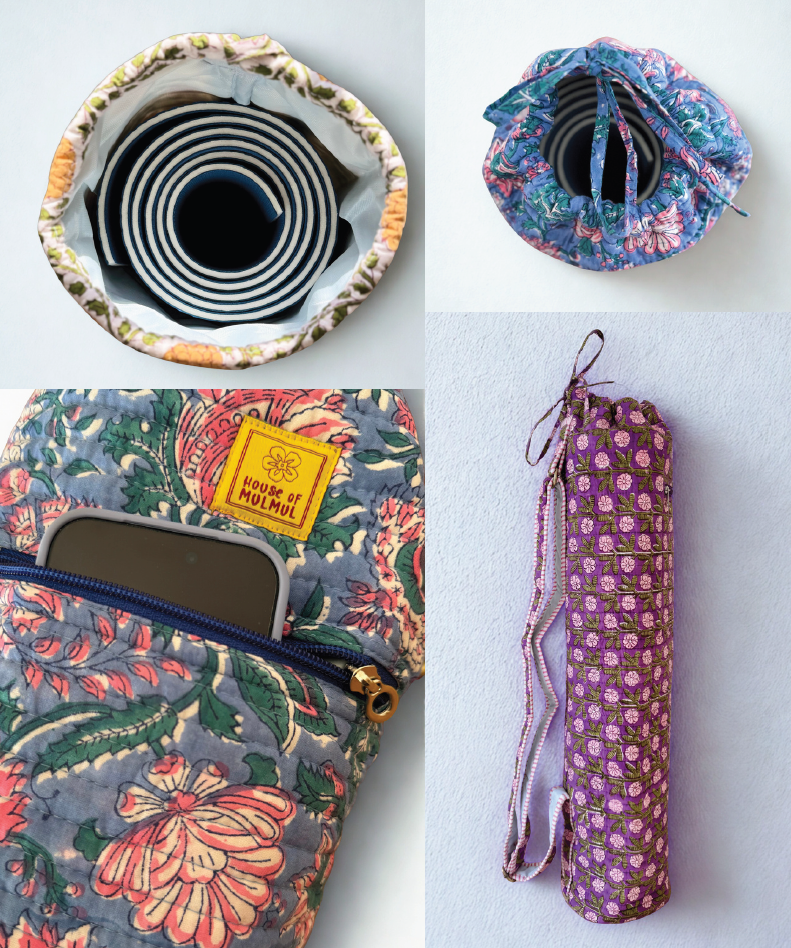 House of Mulmul - Blockprinted Yoga Mat Cover. Yoga Mat Covers colorful  collection. 